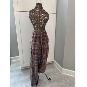 Free People | Shape Up Trouser Pants | Brown Plaid Wide Leg | Size 12 | NWOT